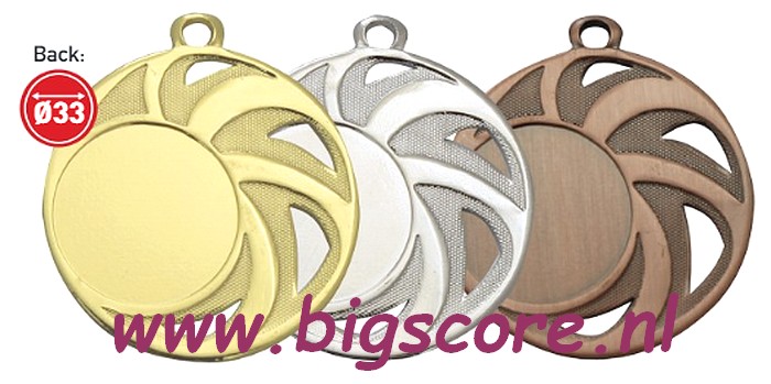 D4503 Medaille goud-zilver-brons Ø 45 mm compleet 